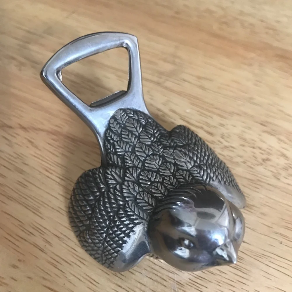 Vintage Silver Color Mid-Century Metal Bird Shaped Bottle Opener